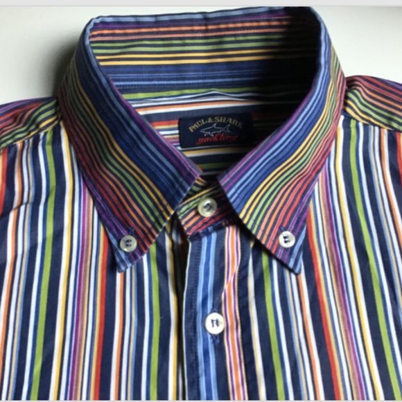 Paul & Shark colourful striped  cotton shirt Sz 42 made in Italy 🇮🇹 - Picture 8 of 8